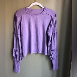 Pilcro Crew-Neck Ruched & Smocked - Sleeve Top Size: M